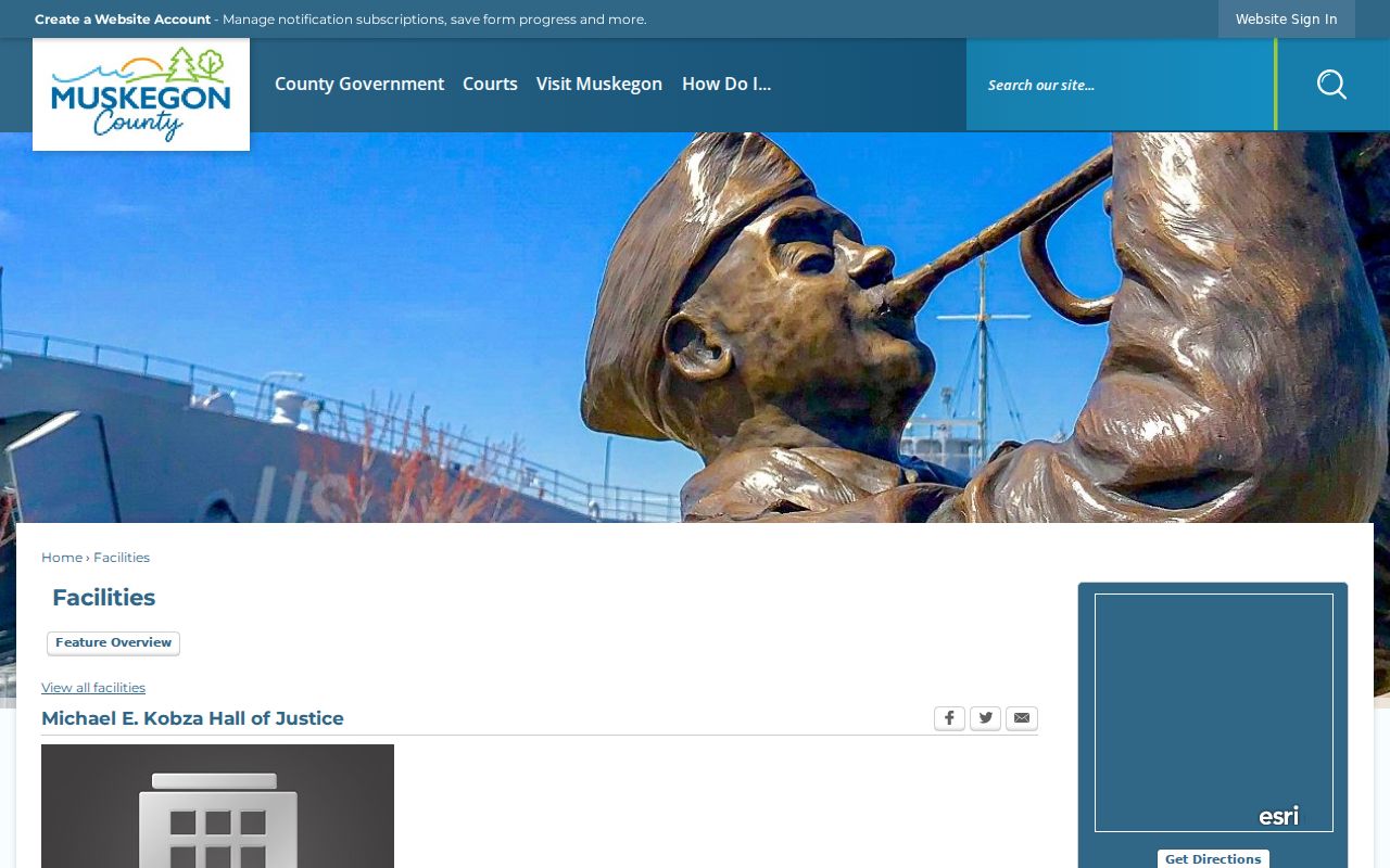 Muskegon County Hall of Justice facility page for warrant and court visits