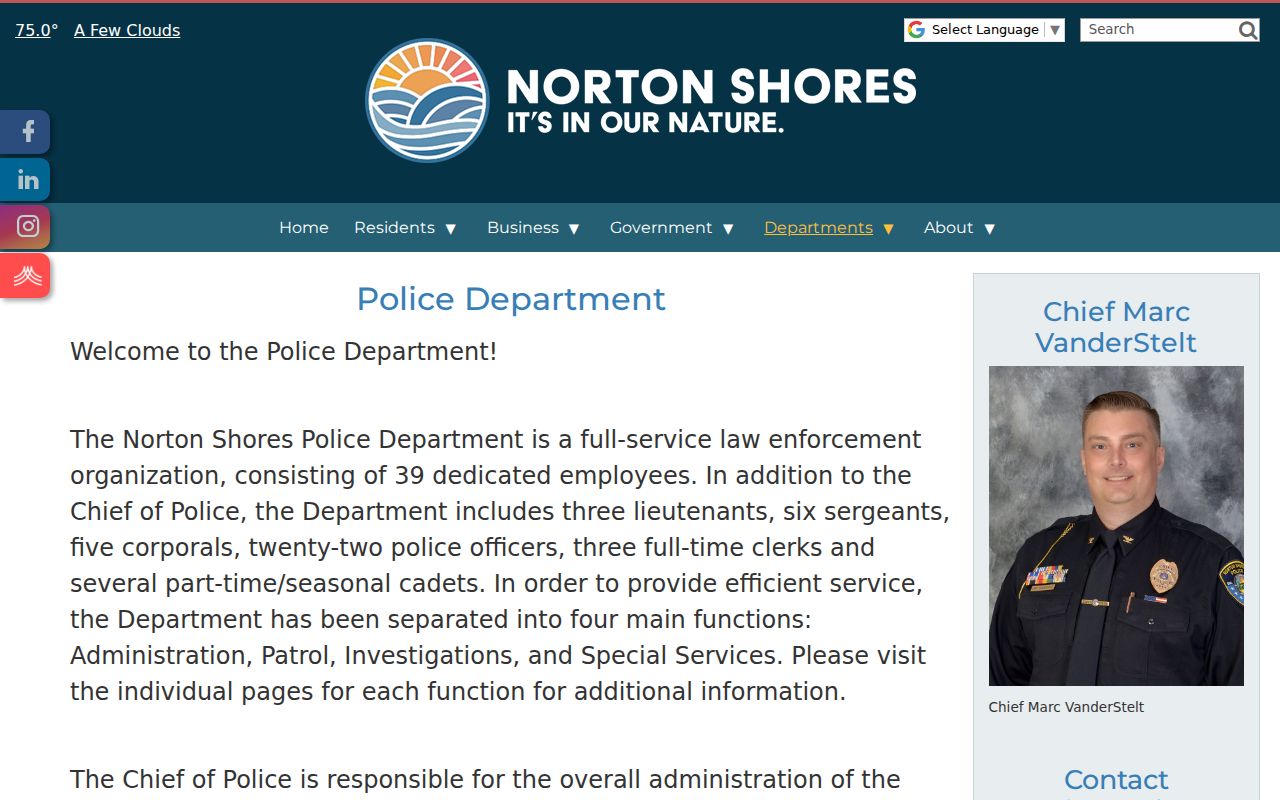 Norton Shores warrant records request details on the city police department page
