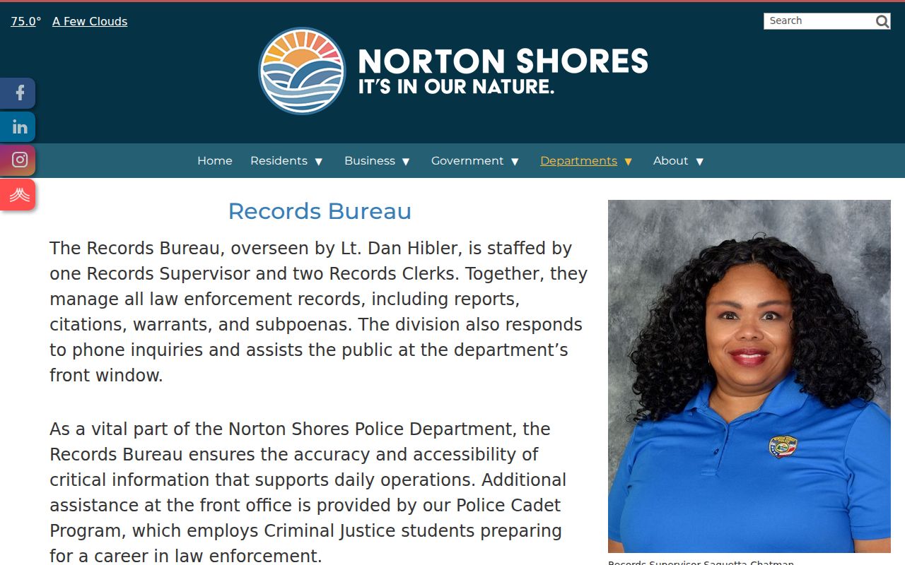 Norton Shores warrant records explained through the city police Records Bureau front window